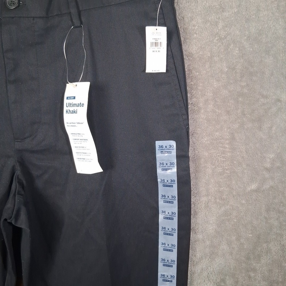 NWT Old Navy Ultimate Khaki Pants Men 36x30 Black Straight Fit Stretchable - Picture 2 of 8